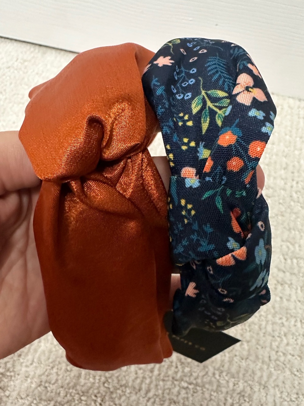 NWT Rust Satin and Navy Floral Twisted Headbands - Women Accessories